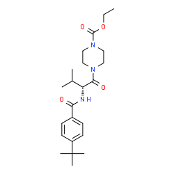 ChemSpider 2D Image | Ethyl 4-{N-[4-(2-methyl-2-propanyl)benzoyl]-D-valyl}-1-piperazinecarboxylate | C23H35N3O4
