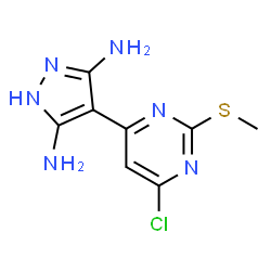 ChemSpider 2D Image | 4-[6-Chloro-2-(methylsulfanyl)-4-pyrimidinyl]-1H-pyrazole-3,5-diamine | C8H9ClN6S