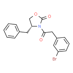 ChemSpider 2D Image | (4R)-4-Benzyl-3-[(3-bromophenyl)acetyl]-1,3-oxazolidin-2-one | C18H16BrNO3