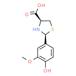 ChemSpider 2D Image | (2S,4S)-2-(4-Hydroxy-3-methoxyphenyl)-1,3-thiazolidine-4-carboxylic acid | C11H13NO4S