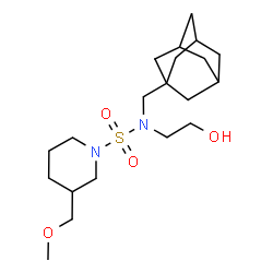 ChemSpider 2D Image | N-(Adamantan-1-ylmethyl)-N-(2-hydroxyethyl)-3-(methoxymethyl)-1-piperidinesulfonamide | C20H36N2O4S