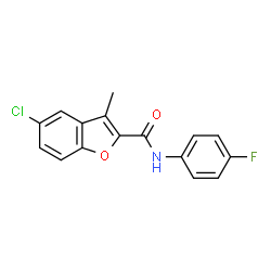 ChemSpider 2D Image | 5-Chloro-N-(4-fluorophenyl)-3-methyl-1-benzofuran-2-carboxamide | C16H11ClFNO2