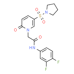 ChemSpider 2D Image | N-(3,4-Difluorophenyl)-2-[2-oxo-5-(1-pyrrolidinylsulfonyl)-1(2H)-pyridinyl]acetamide | C17H17F2N3O4S