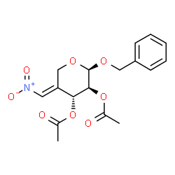 ChemSpider 2D Image | Benzyl 2,3-di-O-acetyl-4-deoxy-4-(nitromethylene)-beta-D-threo-pentopyranoside | C17H19NO8