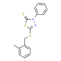 ChemSpider 2D Image | 5-[(2-Methylbenzyl)sulfanyl]-3-phenyl-1,3,4-thiadiazole-2(3H)-thione | C16H14N2S3