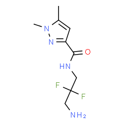 ChemSpider 2D Image | N-(3-Amino-2,2-difluoropropyl)-1,5-dimethyl-1H-pyrazole-3-carboxamide | C9H14F2N4O