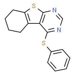 ChemSpider 2D Image | 4-(Phenylsulfanyl)-5,6,7,8-tetrahydro[1]benzothieno[2,3-d]pyrimidine | C16H14N2S2