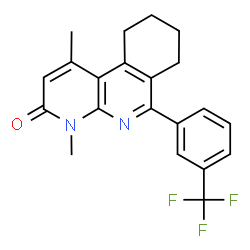 ChemSpider 2D Image | 1,4-Dimethyl-6-[3-(trifluoromethyl)phenyl]-7,8,9,10-tetrahydrobenzo[c][1,8]naphthyridin-3(4H)-one | C21H19F3N2O