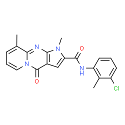 ChemSpider 2D Image | N-(3-Chloro-2-methylphenyl)-1,9-dimethyl-4-oxo-1,4-dihydropyrido[1,2-a]pyrrolo[2,3-d]pyrimidine-2-carboxamide | C20H17ClN4O2