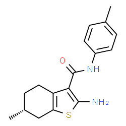 ChemSpider 2D Image | (6R)-2-Amino-6-methyl-N-(4-methylphenyl)-4,5,6,7-tetrahydro-1-benzothiophene-3-carboxamide | C17H20N2OS