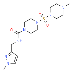 ChemSpider 2D Image | 4-[(4-Methyl-1-piperazinyl)sulfonyl]-N-[(1-methyl-1H-pyrazol-3-yl)methyl]-1-piperazinecarboxamide | C15H27N7O3S