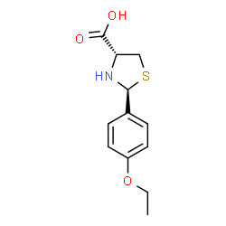 ChemSpider 2D Image | (2S,4R)-2-(4-Ethoxyphenyl)-1,3-thiazolidine-4-carboxylic acid | C12H15NO3S