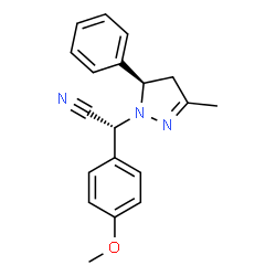 ChemSpider 2D Image | (2R)-(4-Methoxyphenyl)[(5R)-3-methyl-5-phenyl-4,5-dihydro-1H-pyrazol-1-yl]acetonitrile | C19H19N3O