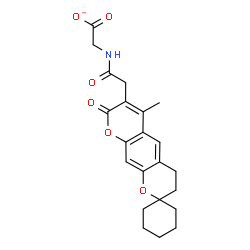 ChemSpider 2D Image | {[(6'-Methyl-8'-oxo-3',4'-dihydro-8'H-spiro[cyclohexane-1,2'-pyrano[3,2-g]chromen]-7'-yl)acetyl]amino}acetate | C22H24NO6