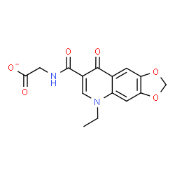 ChemSpider 2D Image | {[(5-Ethyl-8-oxo-5,8-dihydro[1,3]dioxolo[4,5-g]quinolin-7-yl)carbonyl]amino}acetate | C15H13N2O6