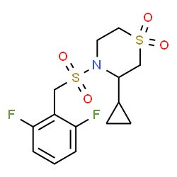 ChemSpider 2D Image | 3-Cyclopropyl-4-[(2,6-difluorobenzyl)sulfonyl]thiomorpholine 1,1-dioxide | C14H17F2NO4S2