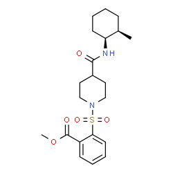 ChemSpider 2D Image | Methyl 2-[(4-{[(1S,2R)-2-methylcyclohexyl]carbamoyl}-1-piperidinyl)sulfonyl]benzoate | C21H30N2O5S