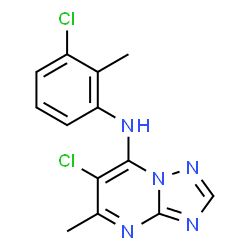 ChemSpider 2D Image | 6-Chloro-N-(3-chloro-2-methylphenyl)-5-methyl[1,2,4]triazolo[1,5-a]pyrimidin-7-amine | C13H11Cl2N5