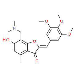 ChemSpider 2D Image | (2Z)-7-[(Dimethylamino)methyl]-6-hydroxy-4-methyl-2-(3,4,5-trimethoxybenzylidene)-1-benzofuran-3(2H)-one | C22H25NO6
