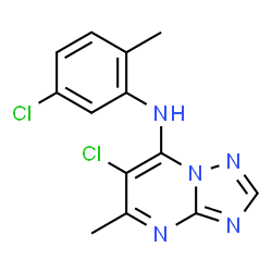ChemSpider 2D Image | 6-Chloro-N-(5-chloro-2-methylphenyl)-5-methyl[1,2,4]triazolo[1,5-a]pyrimidin-7-amine | C13H11Cl2N5