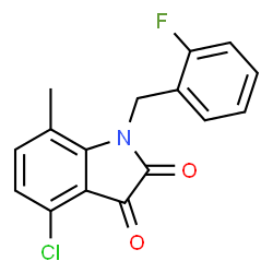 ChemSpider 2D Image | 4-Chloro-1-(2-fluorobenzyl)-7-methyl-1H-indole-2,3-dione | C16H11ClFNO2