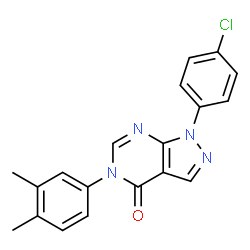 ChemSpider 2D Image | 1-(4-Chlorophenyl)-5-(3,4-dimethylphenyl)-1,5-dihydro-4H-pyrazolo[3,4-d]pyrimidin-4-one | C19H15ClN4O