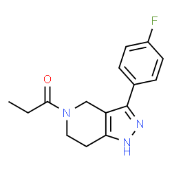 ChemSpider 2D Image | 1-[3-(4-Fluorophenyl)-1,4,6,7-tetrahydro-5H-pyrazolo[4,3-c]pyridin-5-yl]-1-propanone | C15H16FN3O