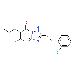 ChemSpider 2D Image | 2-[(2-Chlorobenzyl)sulfanyl]-5-methyl-6-propyl[1,2,4]triazolo[1,5-a]pyrimidin-7(1H)-one | C16H17ClN4OS