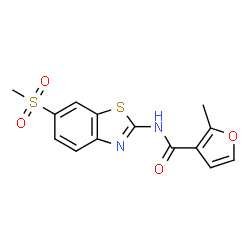 ChemSpider 2D Image | 2-Methyl-N-[6-(methylsulfonyl)-1,3-benzothiazol-2-yl]-3-furamide | C14H12N2O4S2