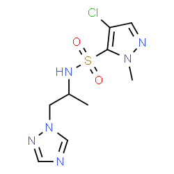 ChemSpider 2D Image | 4-Chloro-1-methyl-N-[1-(1H-1,2,4-triazol-1-yl)-2-propanyl]-1H-pyrazole-5-sulfonamide | C9H13ClN6O2S