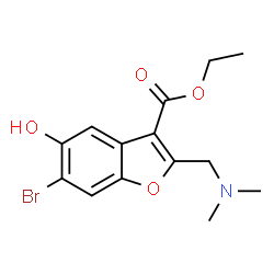 ChemSpider 2D Image | Ethyl 6-bromo-2-[(dimethylamino)methyl]-5-hydroxy-1-benzofuran-3-carboxylate | C14H16BrNO4