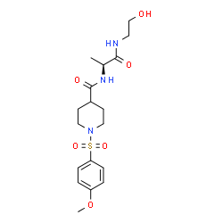 ChemSpider 2D Image | N-{(2S)-1-[(2-Hydroxyethyl)amino]-1-oxo-2-propanyl}-1-[(4-methoxyphenyl)sulfonyl]-4-piperidinecarboxamide | C18H27N3O6S