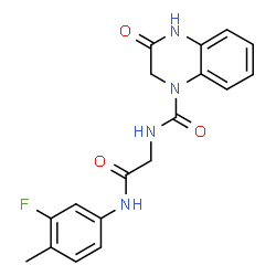 ChemSpider 2D Image | 1(2H)-quinoxalinecarboxamide, N-[2-[(3-fluoro-4-methylphenyl)amino]-2-oxoethyl]-3-hydroxy- | C18H17FN4O3