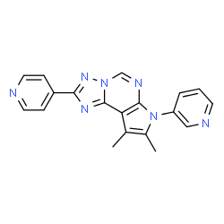 ChemSpider 2D Image | 8,9-Dimethyl-7-(3-pyridinyl)-2-(4-pyridinyl)-7H-pyrrolo[3,2-e][1,2,4]triazolo[1,5-c]pyrimidine | C19H15N7
