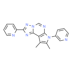 ChemSpider 2D Image | 8,9-Dimethyl-2-(2-pyridinyl)-7-(3-pyridinyl)-7H-pyrrolo[3,2-e][1,2,4]triazolo[1,5-c]pyrimidine | C19H15N7