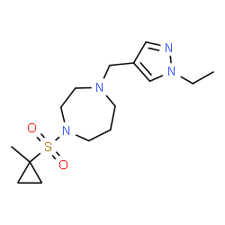ChemSpider 2D Image | 1-[(1-Ethyl-1H-pyrazol-4-yl)methyl]-4-[(1-methylcyclopropyl)sulfonyl]-1,4-diazepane | C15H26N4O2S