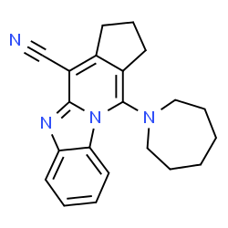 ChemSpider 2D Image | 4-Azepan-1-yl-2,3-dihydro-1H-4a,9-diaza-cyclopenta[b]fluorene-10-carbonitrile | C21H22N4