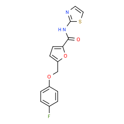ChemSpider 2D Image | 5-[(4-Fluorophenoxy)methyl]-N-(1,3-thiazol-2-yl)-2-furamide | C15H11FN2O3S