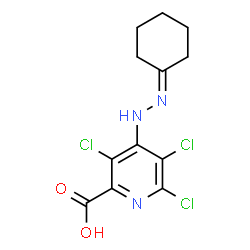 ChemSpider 2D Image | 3,5,6-Trichloro-4-(2-cyclohexylidenehydrazino)-2-pyridinecarboxylic acid | C12H12Cl3N3O2