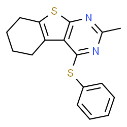 ChemSpider 2D Image | 2-Methyl-4-(phenylsulfanyl)-5,6,7,8-tetrahydro[1]benzothieno[2,3-d]pyrimidine | C17H16N2S2