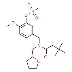 ChemSpider 2D Image | 5-({(3,3-Dimethylbutanoyl)[(2R)-tetrahydro-2-furanylmethyl]amino}methyl)-2-methoxyphenyl methanesulfonate | C20H31NO6S