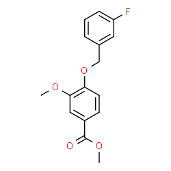ChemSpider 2D Image | Methyl 4-[(3-fluorobenzyl)oxy]-3-methoxybenzoate | C16H15FO4