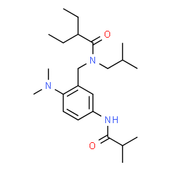 ChemSpider 2D Image | N-[2-(Dimethylamino)-5-(isobutyrylamino)benzyl]-2-ethyl-N-isobutylbutanamide | C23H39N3O2
