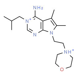ChemSpider 2D Image | 4-Amino-3-isobutyl-5,6-dimethyl-7-[2-(morpholin-4-ium-4-yl)ethyl]-7H-pyrrolo[2,3-d]pyrimidin-3-ium | C18H31N5O