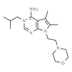 ChemSpider 2D Image | 4-Amino-3-isobutyl-5,6-dimethyl-7-[2-(4-morpholinyl)ethyl]-7H-pyrrolo[2,3-d]pyrimidin-3-ium | C18H30N5O