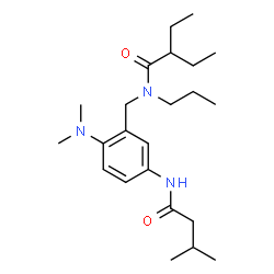 ChemSpider 2D Image | N-{2-(Dimethylamino)-5-[(3-methylbutanoyl)amino]benzyl}-2-ethyl-N-propylbutanamide | C23H39N3O2