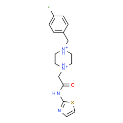 ChemSpider 2D Image | 1-(4-Fluorobenzyl)-4-[2-oxo-2-(1,3-thiazol-2-ylamino)ethyl]piperazinediium | C16H21FN4OS