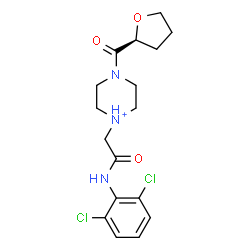 ChemSpider 2D Image | 1-{2-[(2,6-Dichlorophenyl)amino]-2-oxoethyl}-4-[(2S)-tetrahydro-2-furanylcarbonyl]piperazin-1-ium | C17H22Cl2N3O3