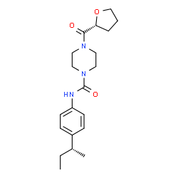 ChemSpider 2D Image | N-{4-[(2R)-2-Butanyl]phenyl}-4-[(2R)-tetrahydro-2-furanylcarbonyl]-1-piperazinecarboxamide | C20H29N3O3