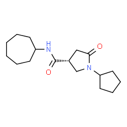 ChemSpider 2D Image | (3R)-N-Cycloheptyl-1-cyclopentyl-5-oxo-3-pyrrolidinecarboxamide | C17H28N2O2
